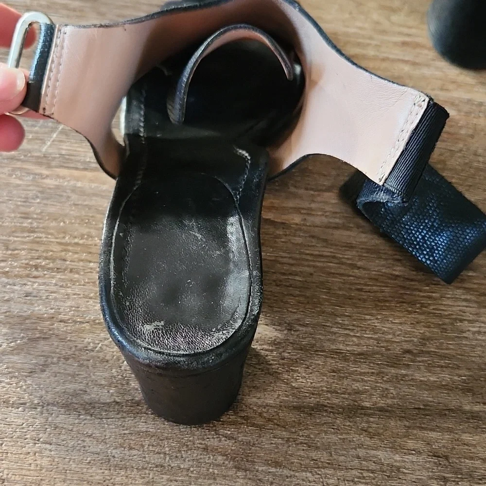 Anyi Lu Black Leather Embossed Athena Sandals EU Size 38 - Picture 6 of 8